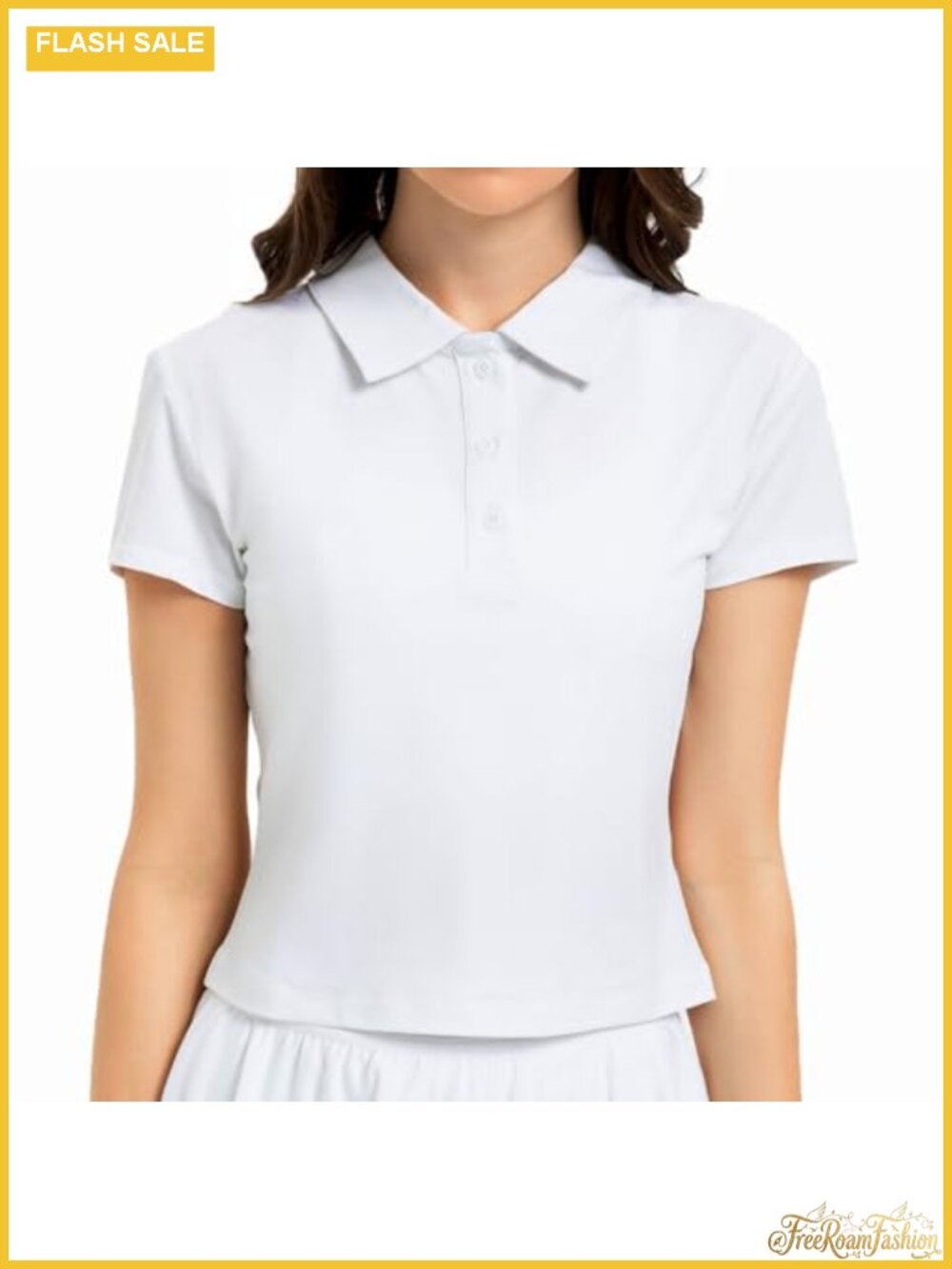 Cropped Polo Shirt Short Sleeve Moisture Wicking Golf Tennis Athletic Top